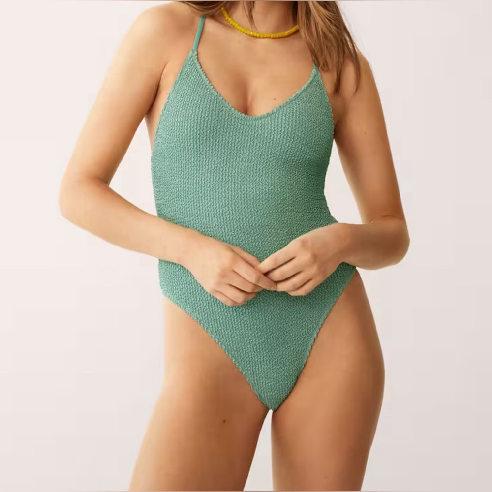 BRAND NEW WITH TAGS - MANGO Textured swimsuit with crossed straps